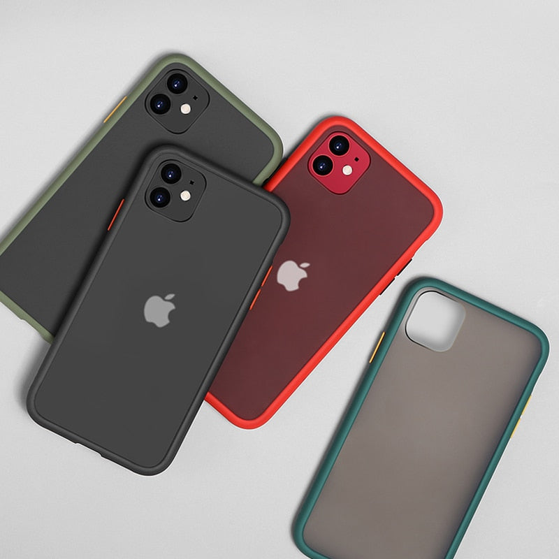 N1986N Phone Case For iPhone 11 Pro X XR XS Max 7 8 Plus Luxury Contrast Color Frame Matte Hard PC Protective For iPhone 11 Case